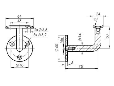Handlaufhalter Edelstahl Handlaufträger Wandhalter Geländerhalter Rohr Treppe A2
