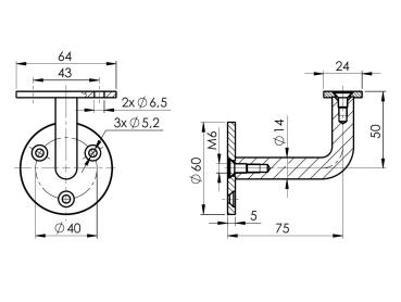 Handlaufhalter Edelstahl Handlaufträger Wandhalter Geländerhalter Rohr Treppe A2