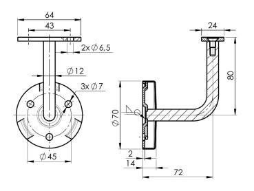 Handlaufhalter Edelstahl Handlaufträger Wandhalter Geländerhalter Rohr Treppe A2