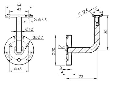 Handlaufhalter Edelstahl Handlaufträger Wandhalter Geländerhalter Rohr Treppe A2