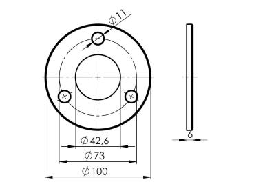 Ankerplatte Bodenflansch Ronde Bodenplatte Abdeckrosette Geländerbau Platte V2A
