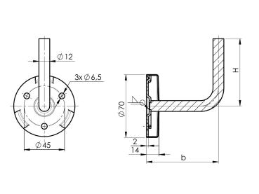Preview: Edelstahl Handlaufhalter Endkappe Wandhalter Handlauf Träger Geländer Treppe V2A
