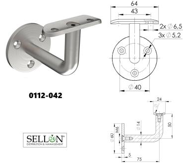 Handlaufhalter Edelstahl V2A Wandhalter Kugelring 42.4mm geschliffen