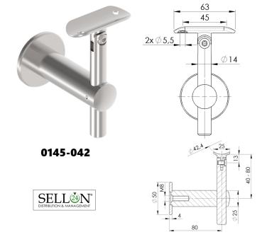 Handlaufhalter Edelstahl V2A Wandhalter Kugelring 42.4mm geschliffen