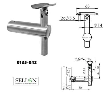 Handlaufhalter Edelstahl V2A Wandhalter Kugelring 42.4mm geschliffen