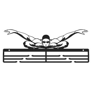 Preview: Medaillenhalter Medaillenaufhänger SCHWIMMEN Metall Schwarz Wandmontage Geschenk / FLOAT