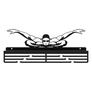 Preview: Medaillenhalter Medaillenaufhänger SCHWIMMEN mit Regal Metall Schwarz Wandmontage Geschenk / FLOAT