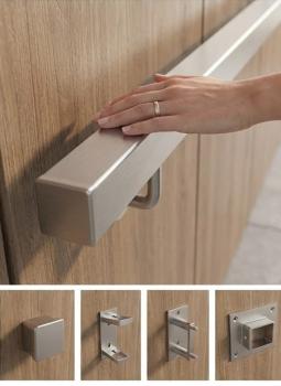 Preview: Geländer Komponenten 40x40 Eckig Handlaufhalter Profil Wandnanker Edelstahl V2A