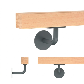 Preview: Edelstahl Handlaufhalter Anthrazit RAL7016 Handlauf Handlaufträger flach M8