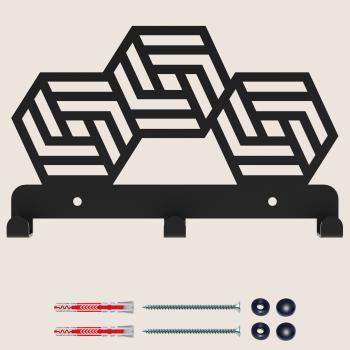Kleiderhaken Garderobenleiste Hakenleiste Schwarz - 23 cm - aus Metall, für Eingang, Flur, Schlafzimmer, Flurgarderobe mit 3 Haken / HEXA 230