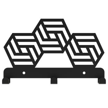 Preview: Kleiderhaken Garderobenleiste Hakenleiste Schwarz - 23 cm - aus Metall, für Eingang, Flur, Schlafzimmer, Flurgarderobe mit 3 Haken / HEXA 230