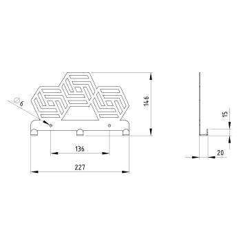 Preview: Kleiderhaken Garderobenleiste Hakenleiste GOLD - 23 cm - aus Metall, für Eingang, Flur, Schlafzimmer, Flurgarderobe mit 3 Haken / HEXA 230