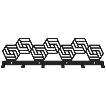 Preview: Kleiderhaken Garderobenleiste Hakenleiste Schwarz - 50 cm - aus Metall, für Eingang, Flur, Schlafzimmer, Flurgarderobe mit 6 Haken / HEXA 500