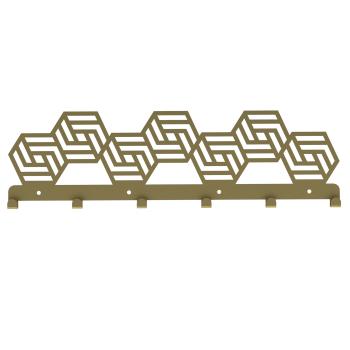 Preview: Kleiderhaken Garderobenleiste Hakenleiste GOLD - 50 cm - aus Metall, für Eingang, Flur, Schlafzimmer, Flurgarderobe mit 6 Haken / HEXA 500