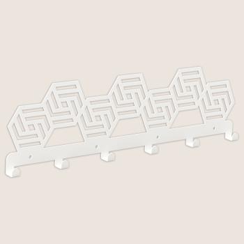 Preview: Kleiderhaken Garderobenleiste Hakenleiste WEIß - 50 cm - aus Metall, für Eingang, Flur, Schlafzimmer, Flurgarderobe mit 6 Haken / HEXA 500