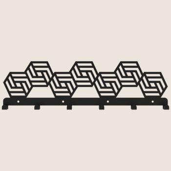 Preview: Kleiderhaken Garderobenleiste Hakenleiste Schwarz - 50 cm - aus Metall, für Eingang, Flur, Schlafzimmer, Flurgarderobe mit 6 Haken / HEXA 500