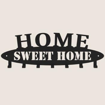 Kleiderhaken Kleiderbügel Garderobenleiste Haken Schwarz aus Metall, für Eingang, Flur, Schlafzimmer, Flurgarderobe mit / Haken / HOME SWEET HOME