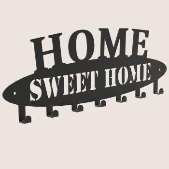 Kleiderhaken Kleiderbügel Garderobenleiste Haken Schwarz aus Metall, für Eingang, Flur, Schlafzimmer, Flurgarderobe mit / Haken / HOME SWEET HOME