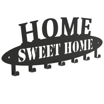 Kleiderhaken Kleiderbügel Garderobenleiste Haken Schwarz aus Metall, für Eingang, Flur, Schlafzimmer, Flurgarderobe mit / Haken / HOME SWEET HOME