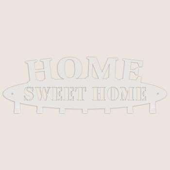 Kleiderhaken Kleiderbügel Garderobenleiste Haken WEIß aus Metall, für Eingang, Flur, Schlafzimmer, Flurgarderobe mit Haken / HOME SWEET HOME