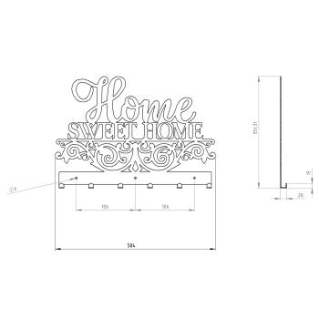 Kleiderhaken Garderobenleiste Hakenleiste Schwarz - 50 cm - aus Metall, für Eingang, Flur, Schlafzimmer, Flurgarderobe mit 6 Haken / HOME SWEET HOME