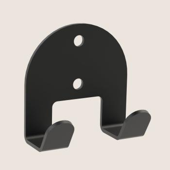 Preview: Kleiderhaken Garderobe Bügel Hakenleiste Schwarz - 6 cm - aus Metall, für Eingang, Flur, Schlafzimmer, Flurgarderobe mit 2 Haken / JAVA TWIN