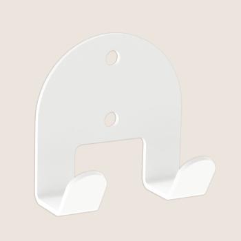 Preview: Kleiderhaken Garderobe Bügel Hakenleiste WEIß - 6 cm - aus Metall, für Eingang, Flur, Schlafzimmer, Flurgarderobe mit 2 Haken / JAVA TWIN