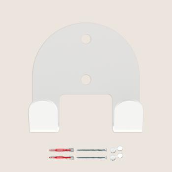 Preview: Kleiderhaken Garderobe Bügel Hakenleiste WEIß - 6 cm - aus Metall, für Eingang, Flur, Schlafzimmer, Flurgarderobe mit 2 Haken / JAVA TWIN