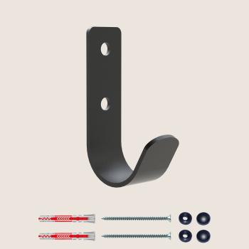 Kleiderhaken Garderobenleiste Hakenleiste Schwarz aus Metall, Bügel für Eingang, Flur, Schlafzimmer, Flurgarderobe / JUNA