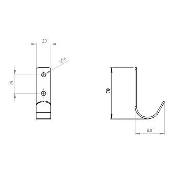Preview: Kleiderhaken Garderobenleiste Hakenleiste Schwarz aus Metall, Bügel für Eingang, Flur, Schlafzimmer, Flurgarderobe / JUNA