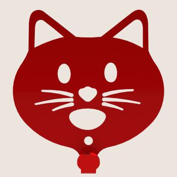 Kleiderhaken Kleiderbügel Kinder Haken ROT Tiere aus Metall, für Eingang, Flur, Schlafzimmer, Kinderzimmer Kindergarten / KATZE