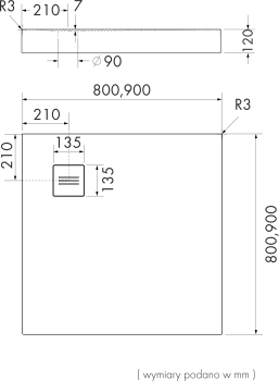 Preview: Acryl-Duschwanne integriert mit stabilisierendem und schalldämmendem Unterbau Stabilsound Plus New Pyrite Black 90x90x12 cm, quadratisch