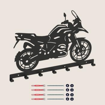 Preview: Kleiderhaken Garderobe Bügel Hakenleiste Schwarz - 50 cm - Motorradfahrer aus Metall, für Eingang, Flur, Schlafzimmer, Flurgarderobe Badezimmer mit 7 Haken / MOTOR