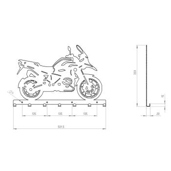 Preview: Kleiderhaken Garderobe Bügel Hakenleiste Schwarz - 50 cm - Motorradfahrer aus Metall, für Eingang, Flur, Schlafzimmer, Flurgarderobe Badezimmer mit 7 Haken / MOTOR