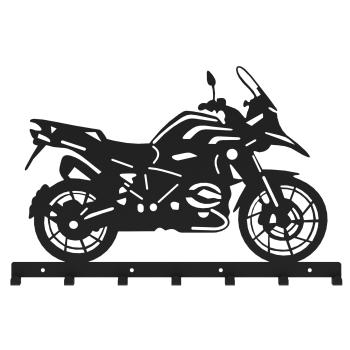 Preview: Kleiderhaken Garderobe Bügel Hakenleiste Schwarz - 50 cm - Motorradfahrer aus Metall, für Eingang, Flur, Schlafzimmer, Flurgarderobe Badezimmer mit 7 Haken / MOTOR
