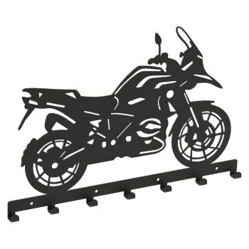 Kleiderhaken Garderobe Bügel Hakenleiste Schwarz - 50 cm - Motorradfahrer aus Metall, für Eingang, Flur, Schlafzimmer, Flurgarderobe Badezimmer mit 7 Haken / MOTOR