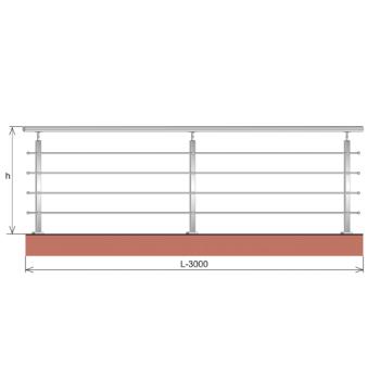 Relinggeländer - Edelstahl - Bodemontage - gerade