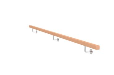 Preview: Holzhandlauf, Buche mit Edelsahlhalterungen, JP40x40mm/L3000mm