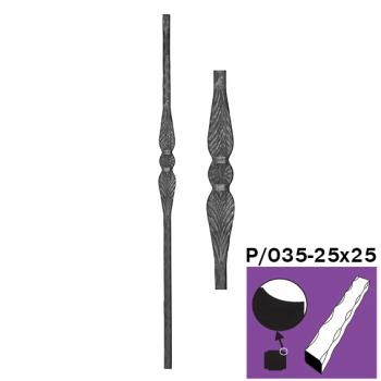 Zierstab mit Element h1200, b58mm, P/035-25x25