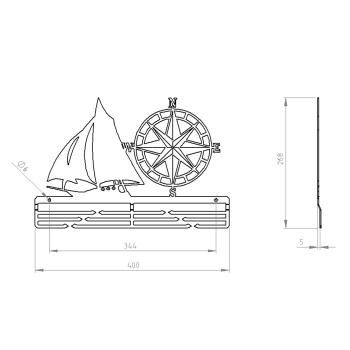 Preview: Medaillenhalter Medaillenaufhänger SEGELN Metall SCHWARZ Wandmontage Geschenk / PACIFIC