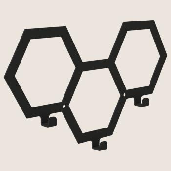 Preview: Kleiderhaken Garderobenleiste Hakenleiste Schwarz - 35 cm - aus Metall, für Eingang, Flur, Schlafzimmer, Flurgarderobe mit 3 Haken / PANE 350