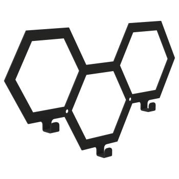 Kleiderhaken Garderobenleiste Hakenleiste Schwarz - 35 cm - aus Metall, für Eingang, Flur, Schlafzimmer, Flurgarderobe mit 3 Haken / PANE 350