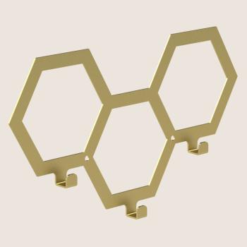 Kleiderhaken Garderobenleiste Hakenleiste GOLD - 35 cm - aus Metall, für Eingang, Flur, Schlafzimmer, Flurgarderobe mit 3 Haken / PANE 350