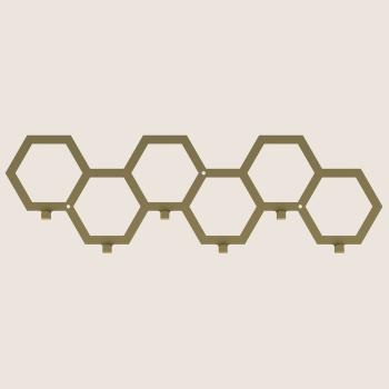 Preview: Kleiderhaken Garderobenleiste Hakenleiste GOLD - 65 cm - aus Metall, für Eingang, Flur, Schlafzimmer, Flurgarderobe mit 6 Haken / PANE 650