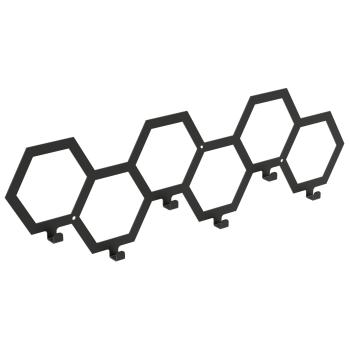 Kleiderhaken Garderobenleiste Hakenleiste Schwarz - 65 cm - aus Metall, für Eingang, Flur, Schlafzimmer, Flurgarderobe mit 6 Haken / PANE 650