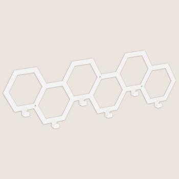 Preview: Kleiderhaken Garderobenleiste Hakenleiste WEIß - 65 cm - aus Metall, für Eingang, Flur, Schlafzimmer, Flurgarderobe mit 6 Haken / PANE 650