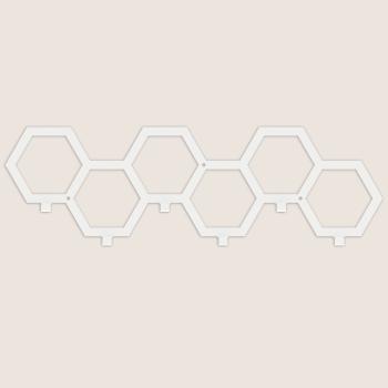 Preview: Kleiderhaken Garderobenleiste Hakenleiste WEIß - 65 cm - aus Metall, für Eingang, Flur, Schlafzimmer, Flurgarderobe mit 6 Haken / PANE 650