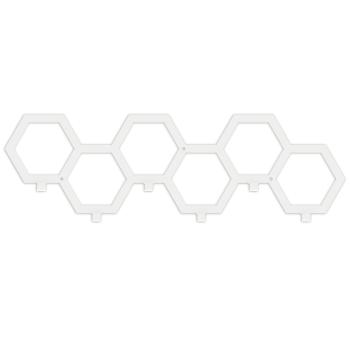 Preview: Kleiderhaken Garderobenleiste Hakenleiste WEIß - 65 cm - aus Metall, für Eingang, Flur, Schlafzimmer, Flurgarderobe mit 6 Haken / PANE 650