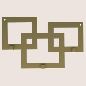 Preview: Kleiderhaken Garderobenleiste Hakenleiste GOLD - 30 cm - aus Metall, für Eingang, Flur, Schlafzimmer, Flurgarderobe mit 3 Haken / SQUARE 300