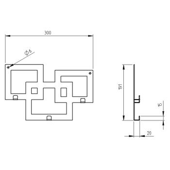 Preview: Kleiderhaken Garderobenleiste Hakenleiste Schwarz - 30 cm - aus Metall, für Eingang, Flur, Schlafzimmer, Flurgarderobe mit 3 Haken / SQUARE 300